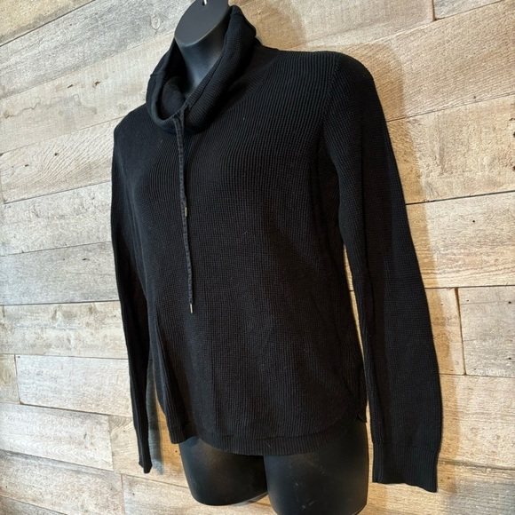 Lauren Ralph Lauren women’s black cowl neck waffle print top shirt size large - Picture 2 of 8